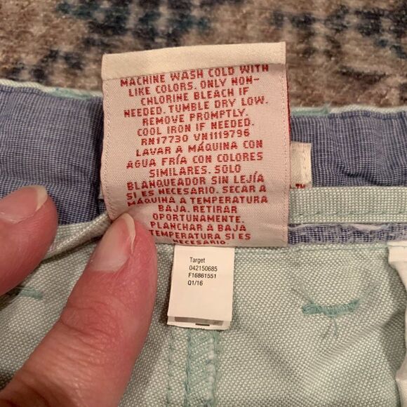 Merona Men's seafoam light mint green flat front chinos pockets shorts 36 - Picture 3 of 4